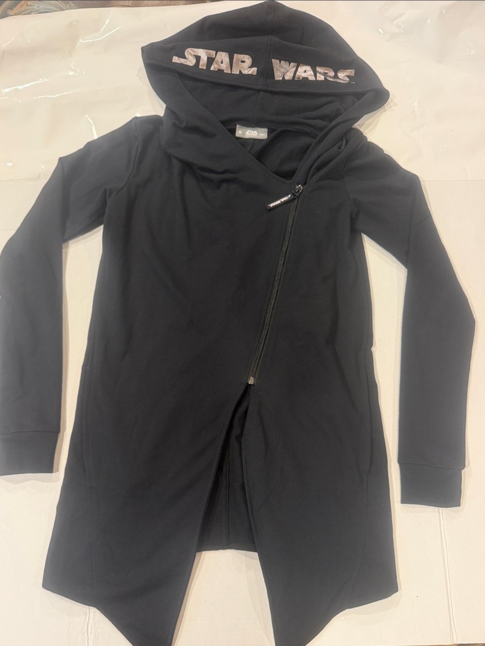 Star Wars Black Hooded Asymmetrical Zip Front Women's Top SW1